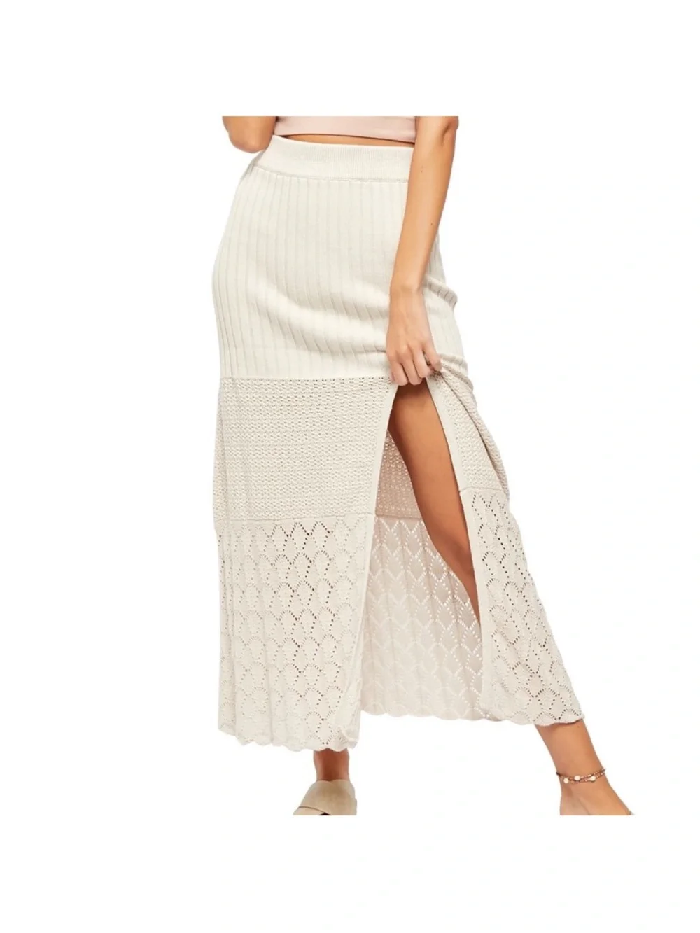 Free people bari column knit maxi skirt XL